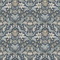 Blomsterfröjd, blå, vit och grön tapet