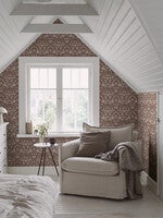 Blomsterfröjd, röd vit och grön tapet