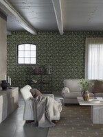 Lindskog, tapet i grön