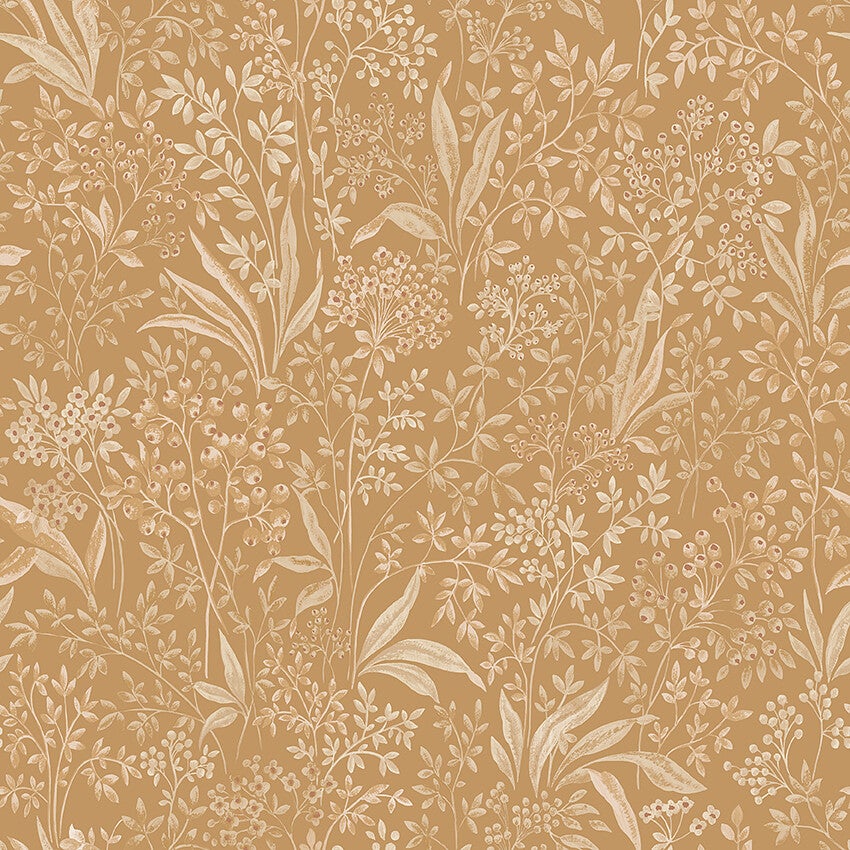 Nocturne slingrande bladverk, varmgul ockra