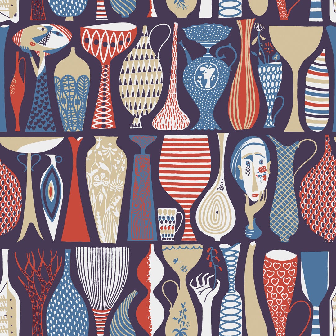 Pottery, blå/röd