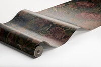 Nightingale Garden Mural mättade toner av grönt, rubinrött