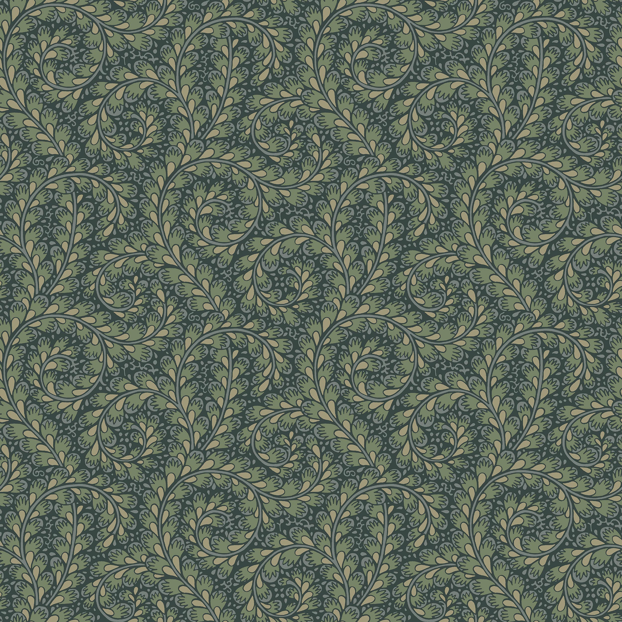 Wild Ferns, tapet i grönt