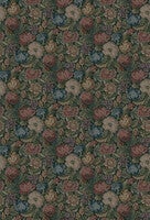 Nightingale Garden Mural mättade toner av grönt, rubinrött