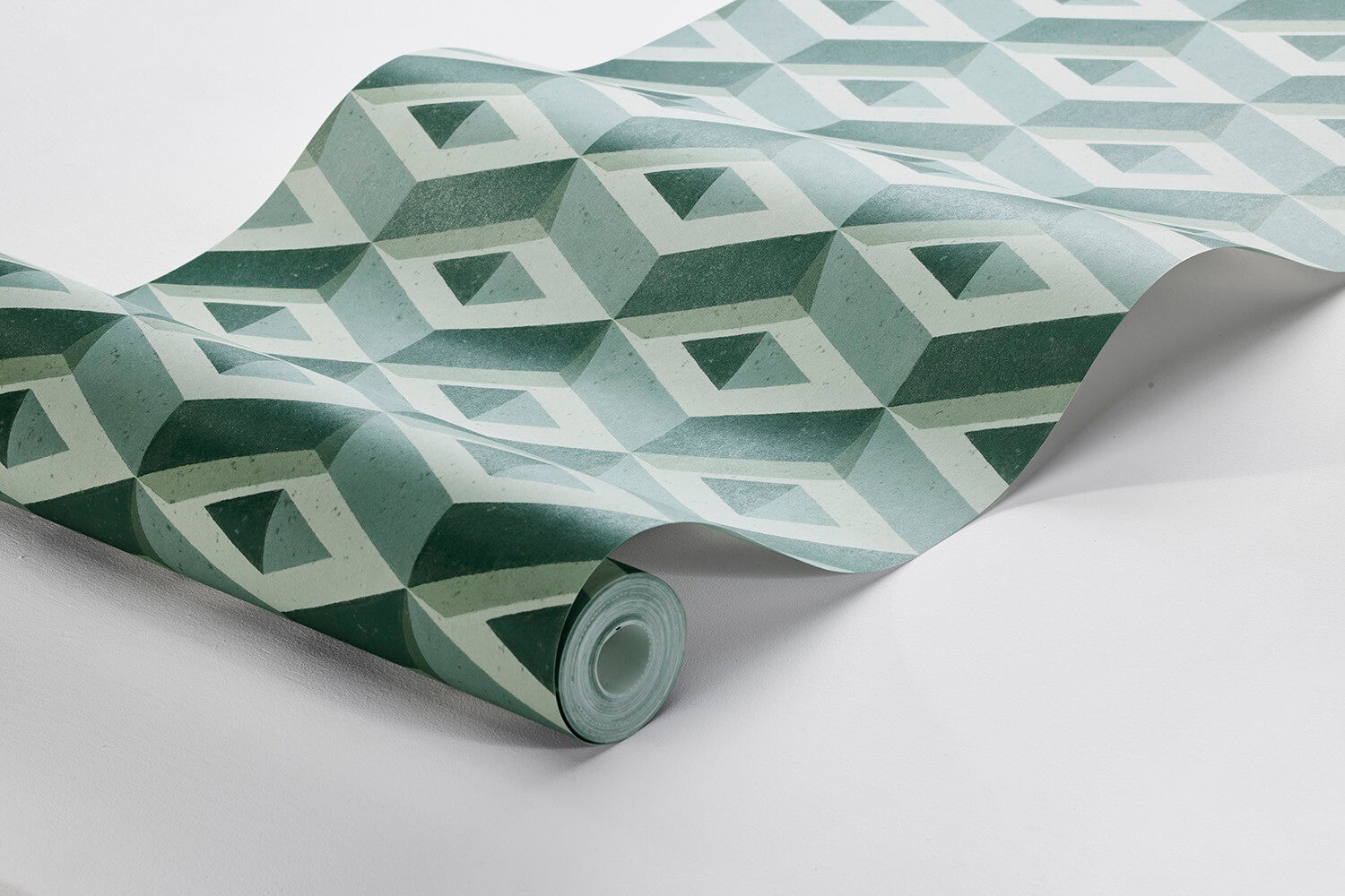 Boxes 3D mönster i blågröna toner