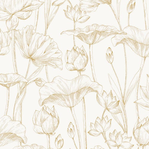 Lotus gold, tapet i vit och beige
