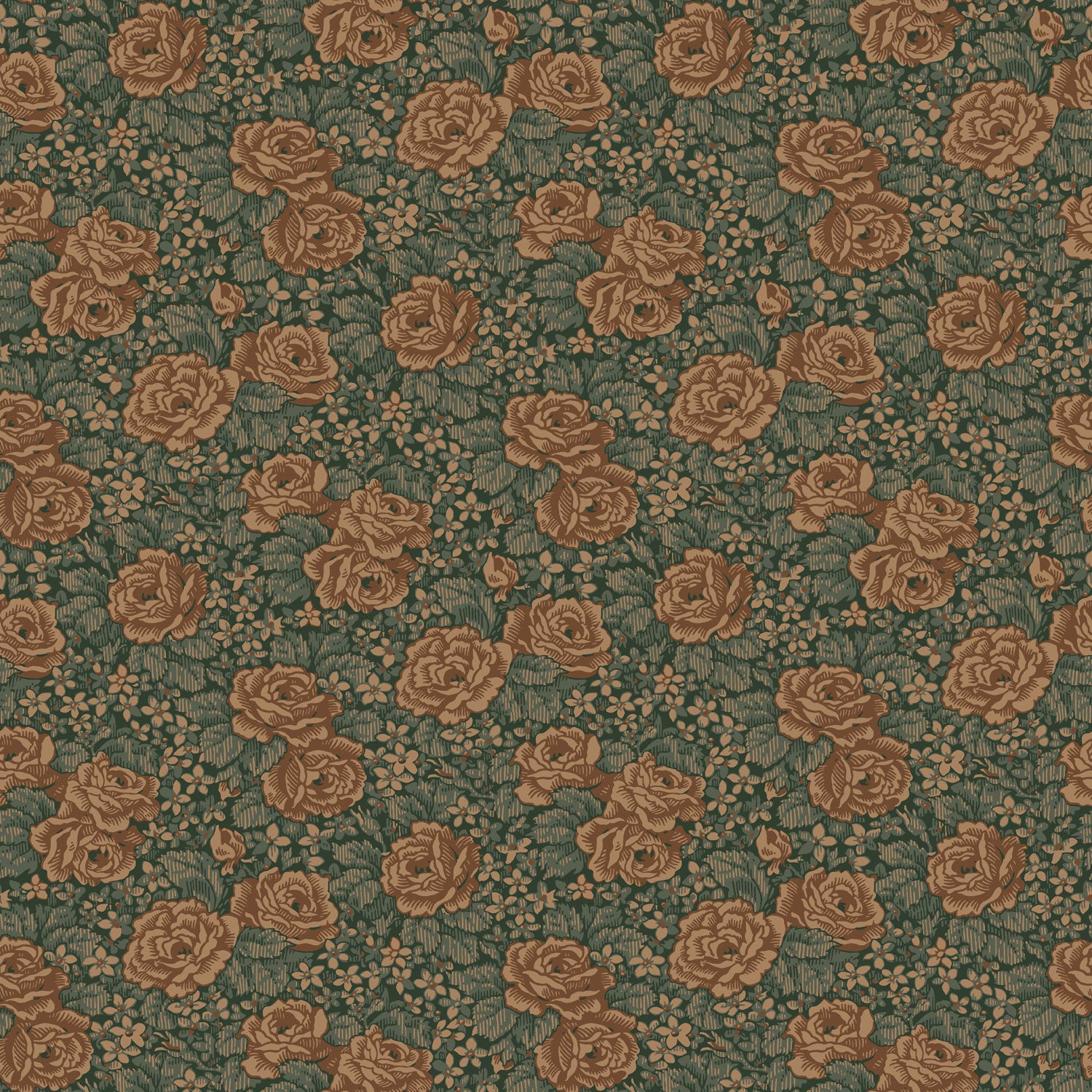 Rosengång, grönblå tapet