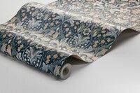 Blomsterfröjd, blå, vit och grön tapet