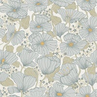 Matilda blommig tapet, beige/blå