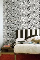 Marimekko Marikyla, svart och vit tapet