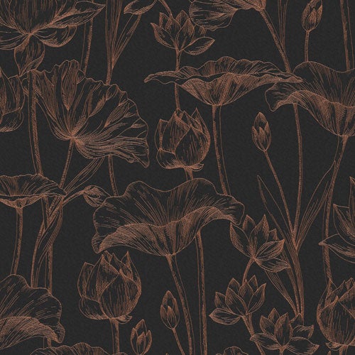 Lotus copper, tapet i svart och brun