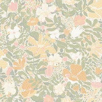 Midsommar, grön, ljusgul och orange tapet